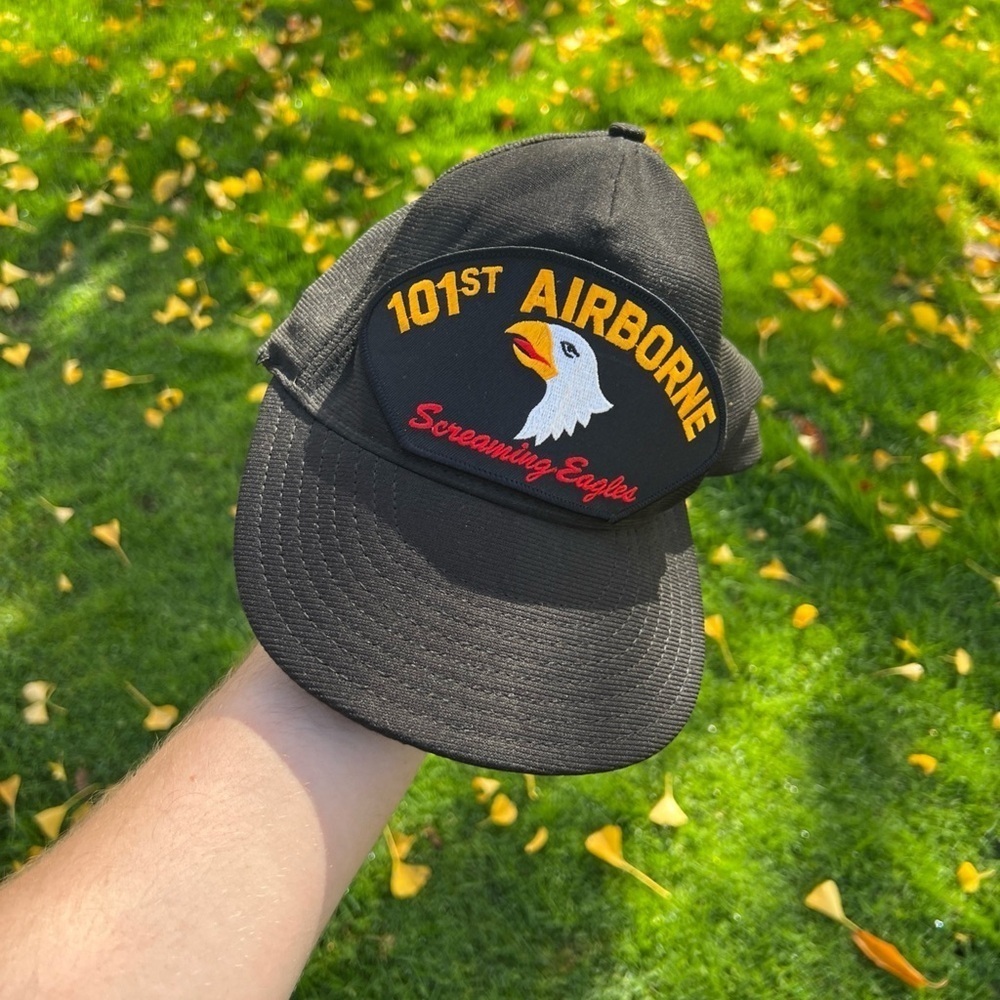 Vintage 101st Airborne Black Adjustable Snap Back Hat Military
